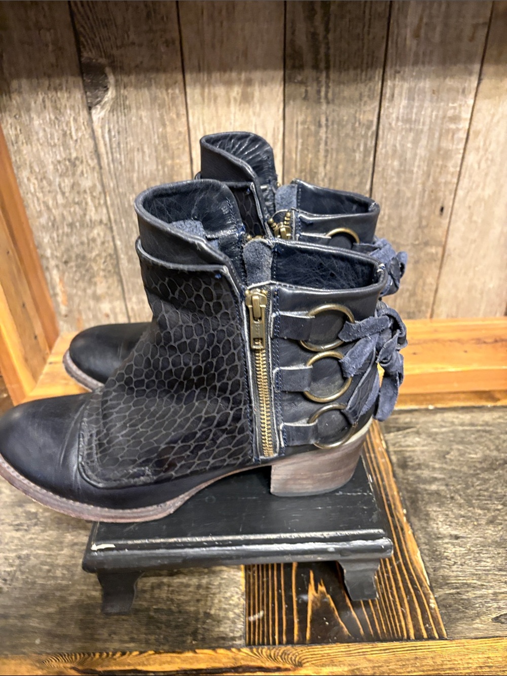 Freebird by Steven Cheri Black Ankle Boots with laced backs